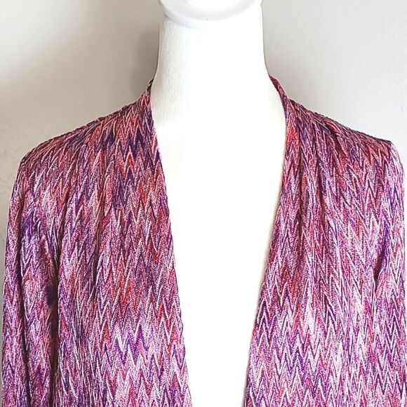 Jones New York Purple & Pink Zigzag Print Lightweight Cardigan Jacket,Sz Medium - Picture 3 of 8